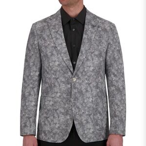 Report Collection Modern Fit Single Breasted Sport Coat in Grey Pattern